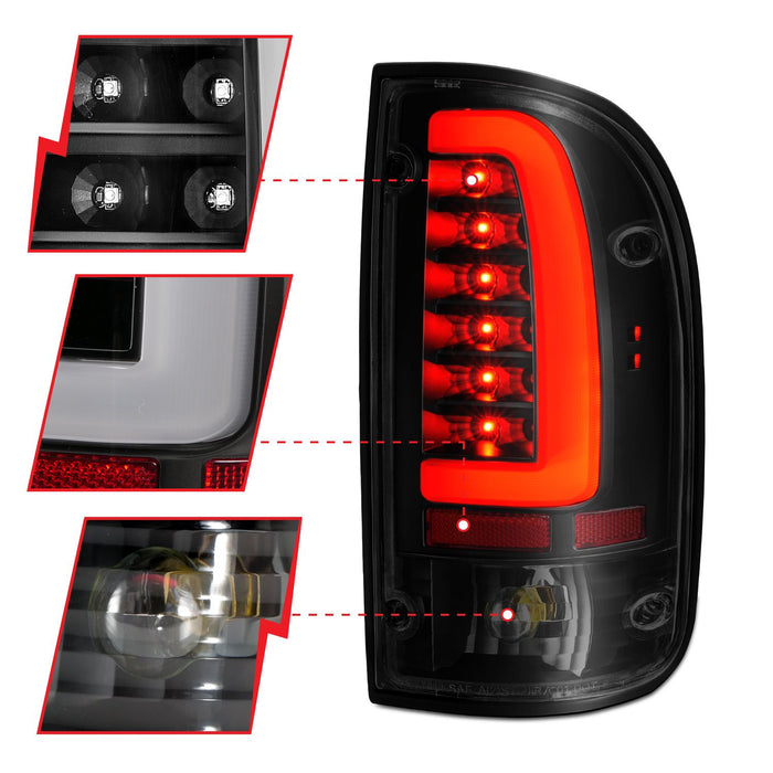 Anzo LED Tail Lights Black Smoke For Tacoma (1995-2000)