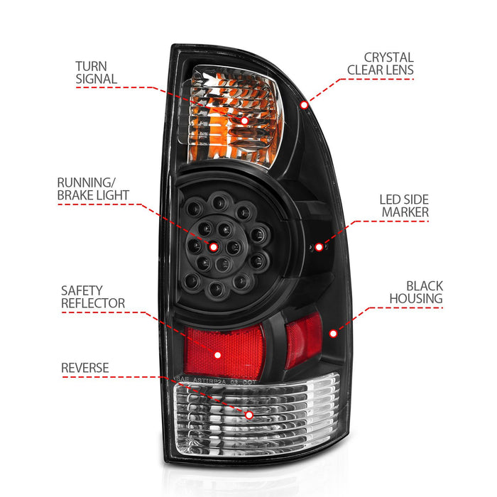 Anzo LED Tail Lights Black For Tacoma (2005-2015)