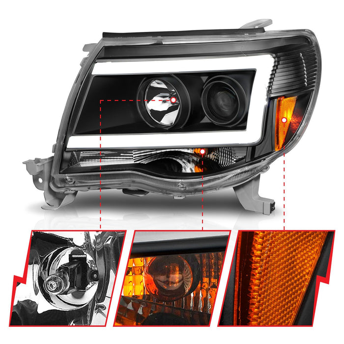 Anzo Projector C Bar Headlights Black For Tacoma (2005-2011)