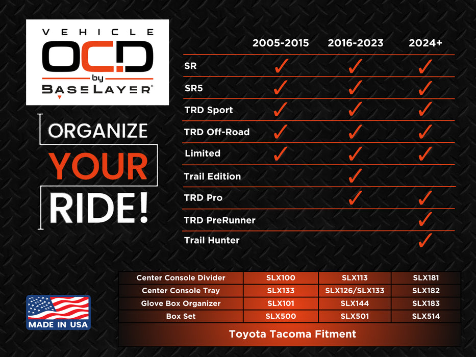 Center Console Tray For Tacoma (2005-2023)